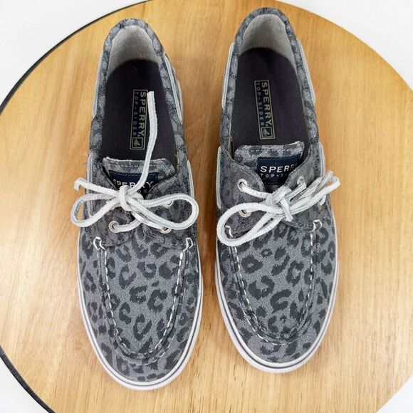 Sperry Topsider Leopard Print Brocade Shimmer Slip On Boat Shoe Loafer Grey 6.5 - Picture 4 of 11